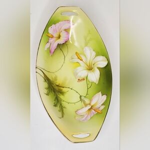 PSAG Vintage Bavarian Porcelain, Hand Painted Floral Design Tray Bowl